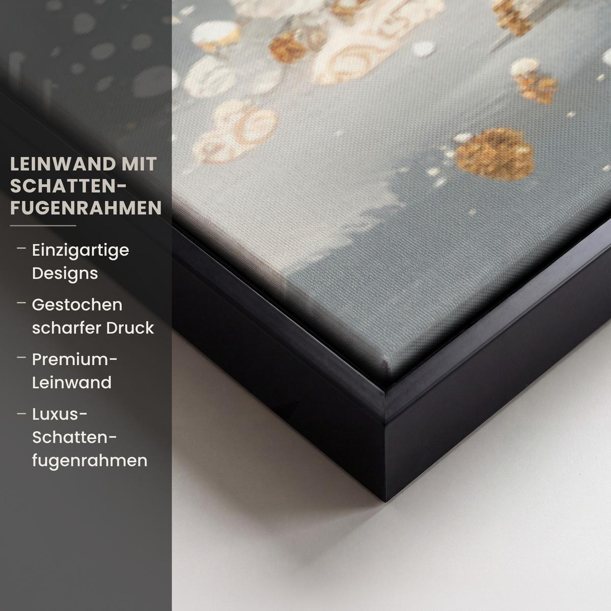 LEINWAND Bilder mit Rahmen - Baum - Blumen - Weiß - Natur - Kunst - 140x90 - Weiß, Textil (140/90cm) - MuchoWow