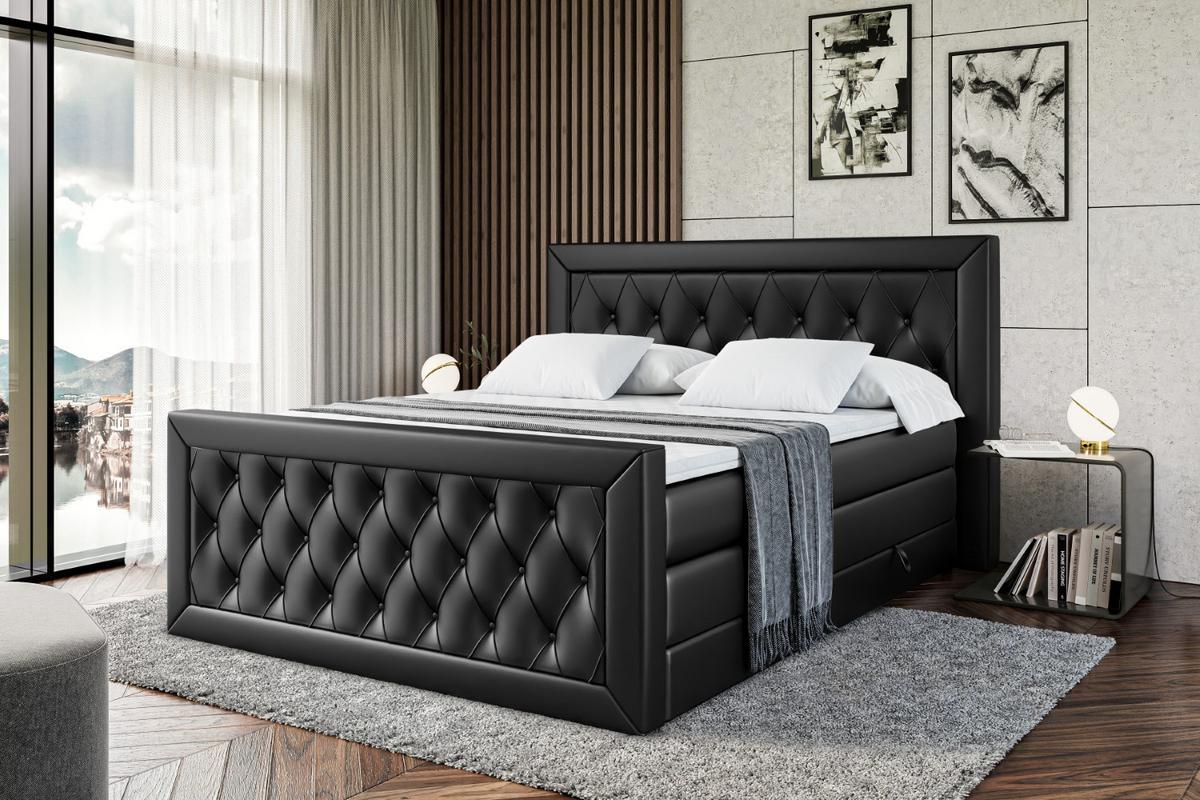 BOXSPRINGBETT NOEL-Z KING - 140 x 200 - H3/H4 - Schwarz Hochglanz - Schwarz Hochglanz, Holzwerkstoff (140/200cm) - ALTDECOR