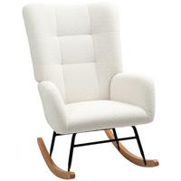 SCHAUKELSTUHL, Schaukelsessel mit Armlehne, Teddysamt-Optik, Cremeweiß - Creme/Naturfarben, Holz/Textil (70/100/94cm) - HOMCOM