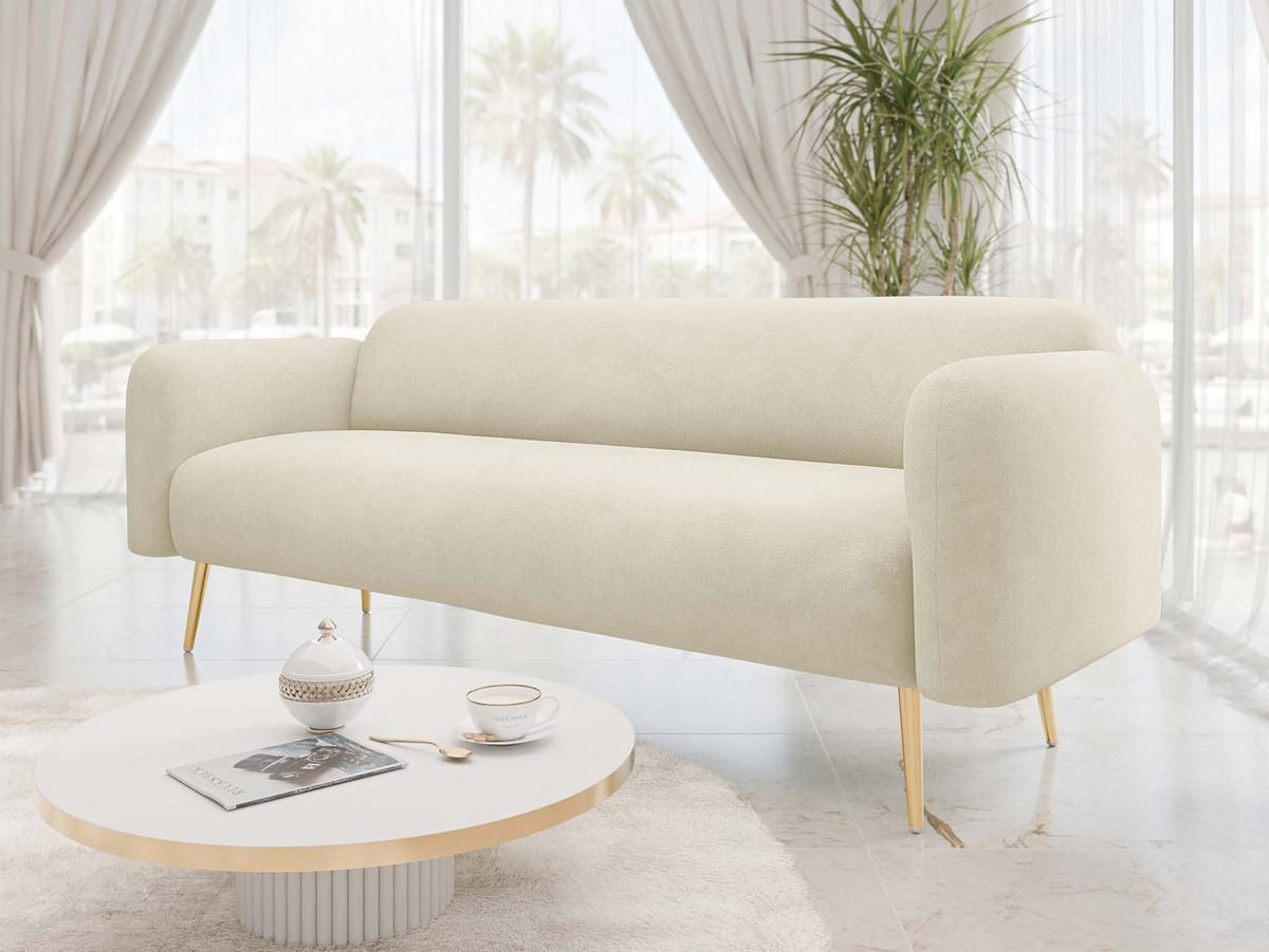 SOFA Nami 3 - Beige/Goldfarben, Holz/Textil (204/75/71cm) - MIRJAN24