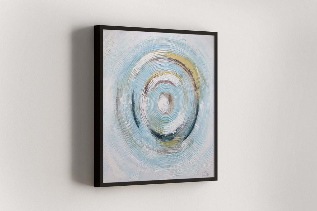 ACRYLBILD HANDGEMALT 80/80 cm - Blau/Weiß, Holz/Textil (80/80cm) - KUNSTLOFT