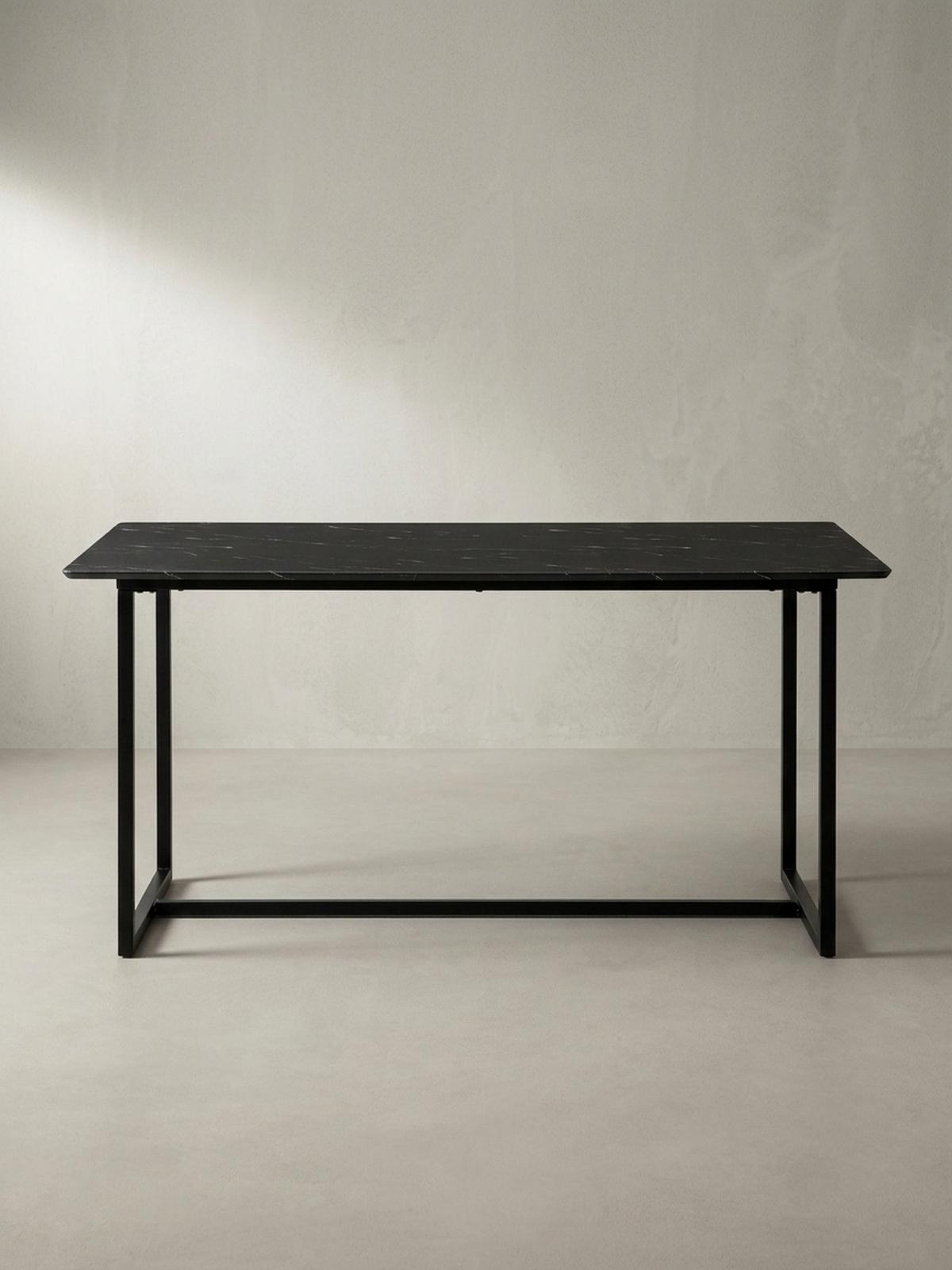 ESSTISCH Marmoroptik Metall Rechteckig Modern Klein, Schwarz 180x90x76 cm - Schwarz, Holzwerkstoff/Metall (90/180/76cm) - KADIMA DESIGN