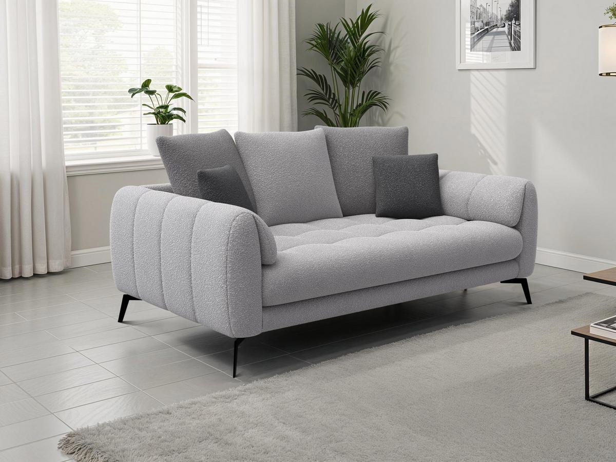 SOFA CALME 2,5-Sitzer, hellgrau und dunkelgrau - Hellgrau/Schwarz, Holz/Textil (199/92/108cm) - Wozimo