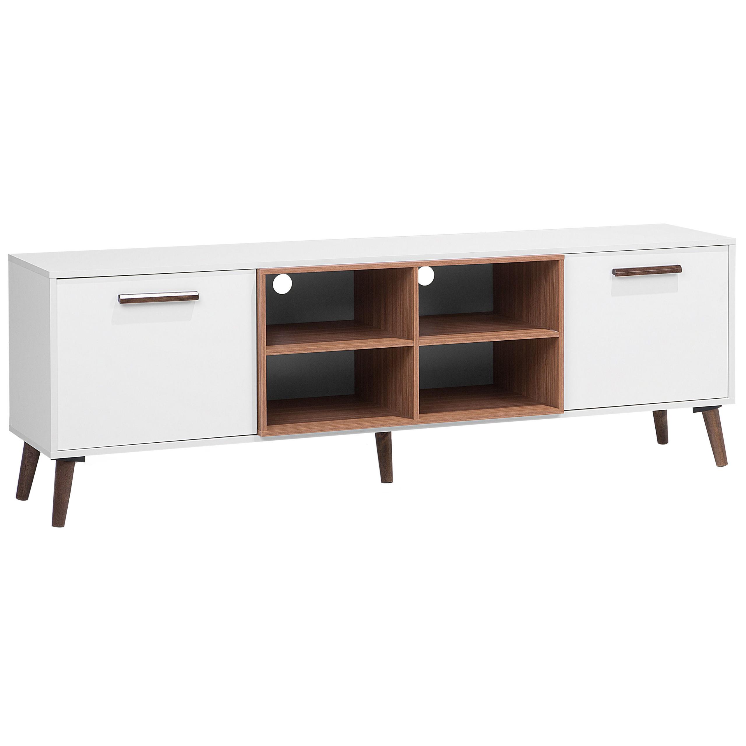 TV-MÖBEL Weiß, Dunkelbraun ALLOA 40/180/60 cm - Weiß, Holzwerkstoff (180/60/40cm) - Beliani