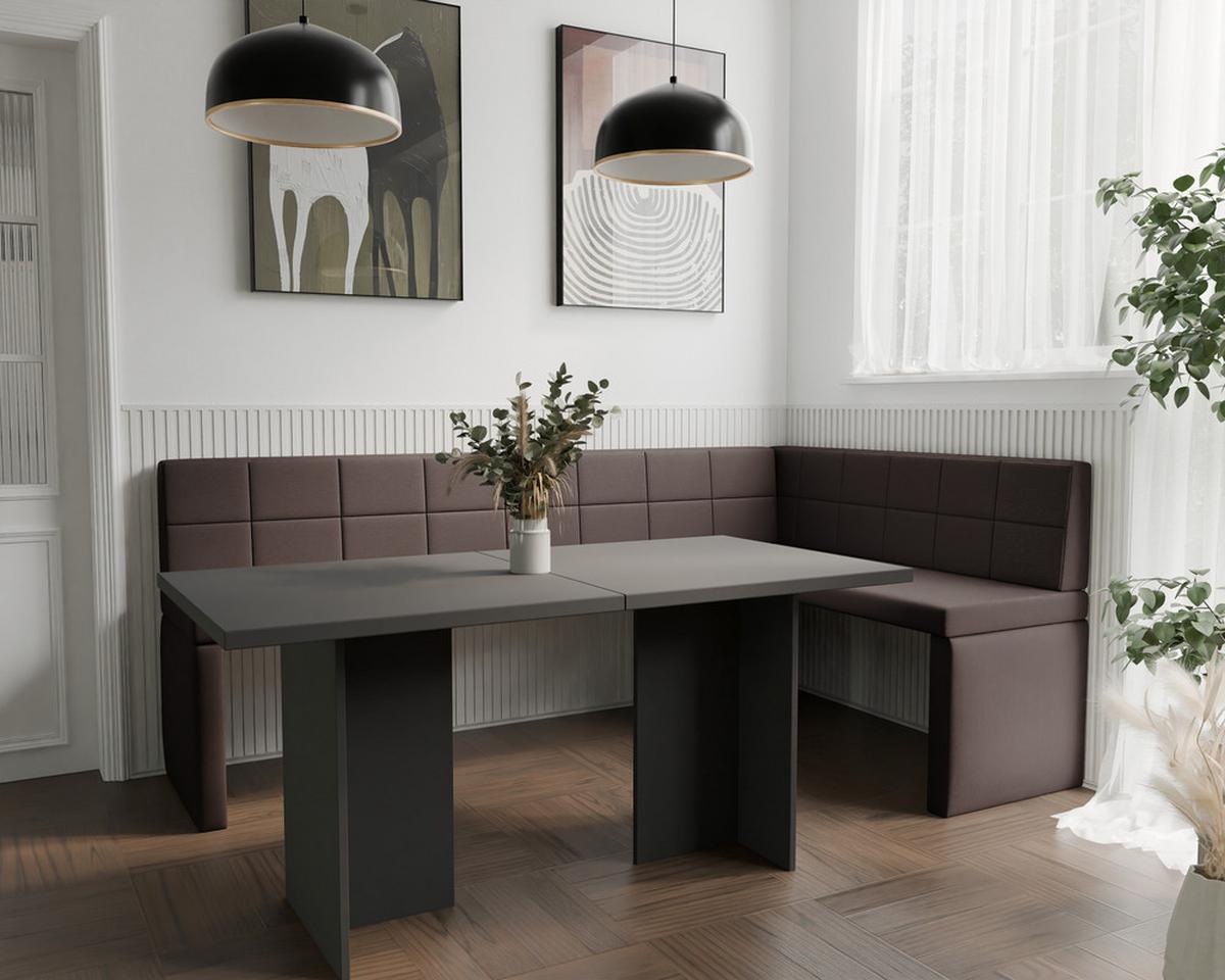 ECKBANK rechts MELVIN Kunstleder, 128/168 cm Braun - Braun, Holz/Kunststoff (128/168cm) - Idohome