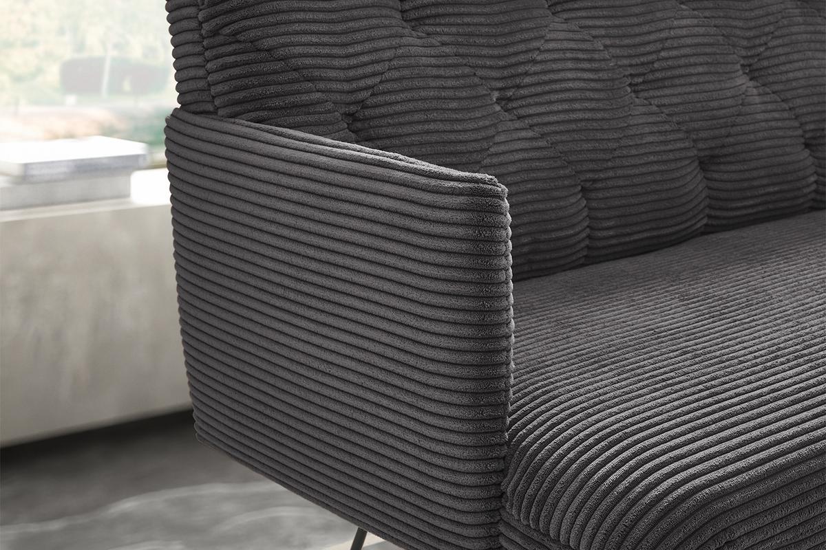 ESSZIMMERBANK CHARME Grau Cord - Grau, Textil (246/85/69cm) - KAWOLA