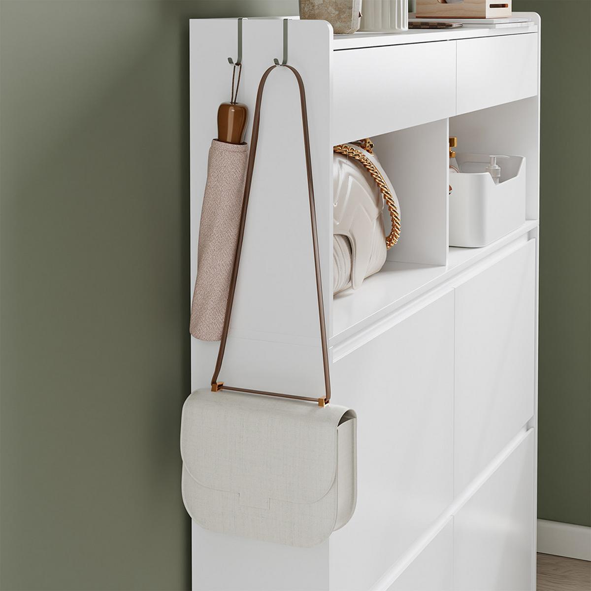 SCHUHSCHRANK mit Aufbewahrungsfächern FSR224-E-W - Ahornfarben, Holzwerkstoff/Fell (98/120/19cm) - SoBuy