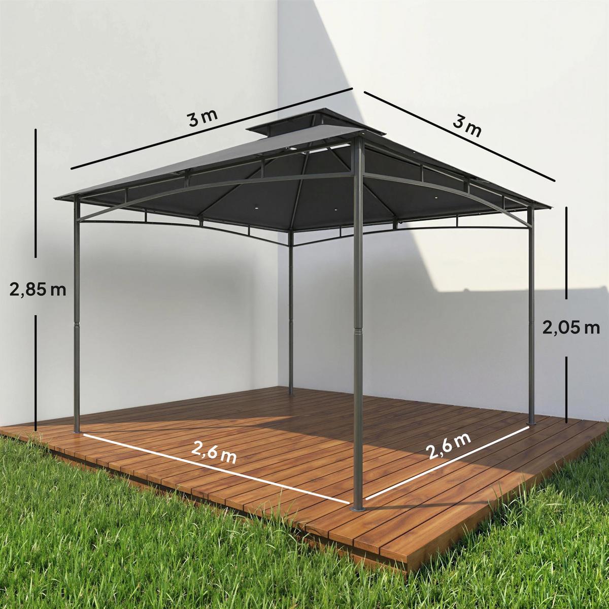 PAVILLON Polyester Metall Dunkelgrau - Dunkelgrau, Textil/Metall (300/285/300cm) - Outsunny