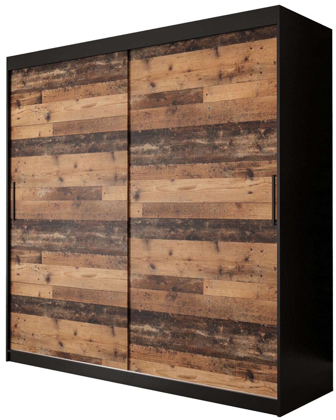 SCHWEBETÜRENSCHRANK 200/200/62 2-türig - Eichefarben/Schwarz, Holz/Kunststoff (200/200/62cm) - MÖBEL KRYSPOL
