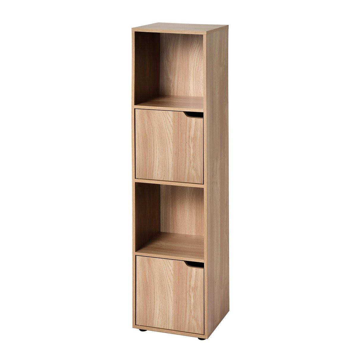 REGAL mit 4 Fächern - 31/29/120 cm - Eichefarben, Holzwerkstoff (29/120/30.7cm) - Calicosy