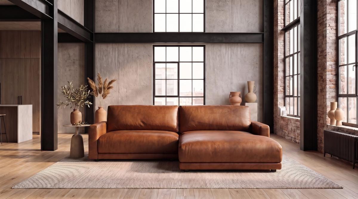 ECKSOFA MARLIN Braun Lederfaserstoff - Schwarz/Braun, Leder/Kunststoff (168/262cm) - KAWOLA
