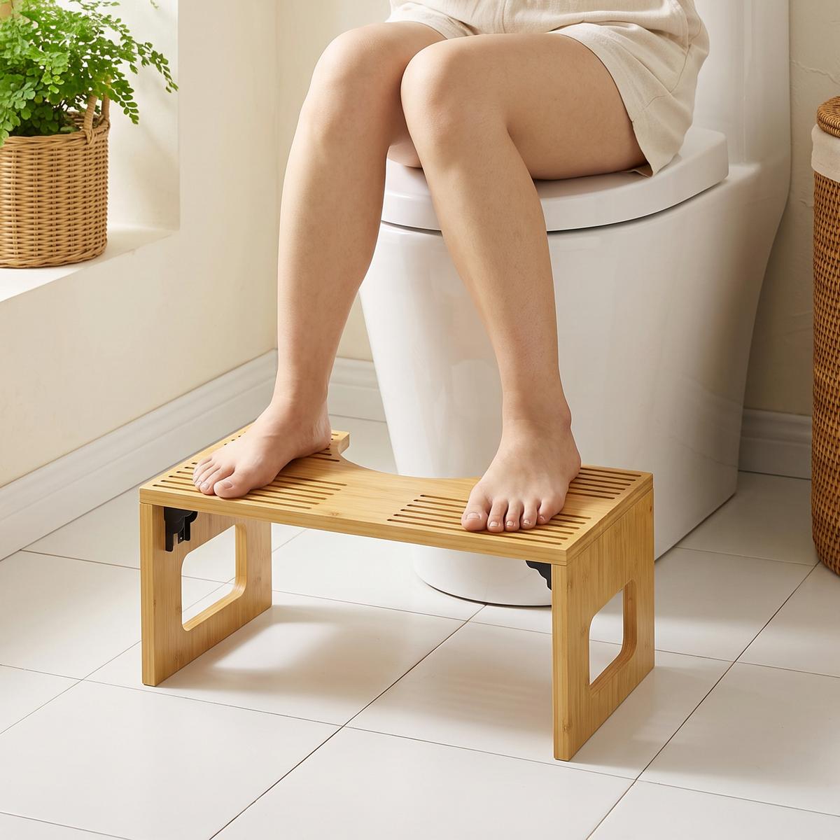 TOILETTENHOCKER Bambus Eiche - Eichefarben, Holz (25/20/42.5cm) - HOMCOM