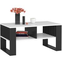 COUCHTISCH Weiß, Schwarz 45/92/53 - Schwarz/Weiß, Textil (53/92/45cm) - RAUMHIRSCH FURNITURE