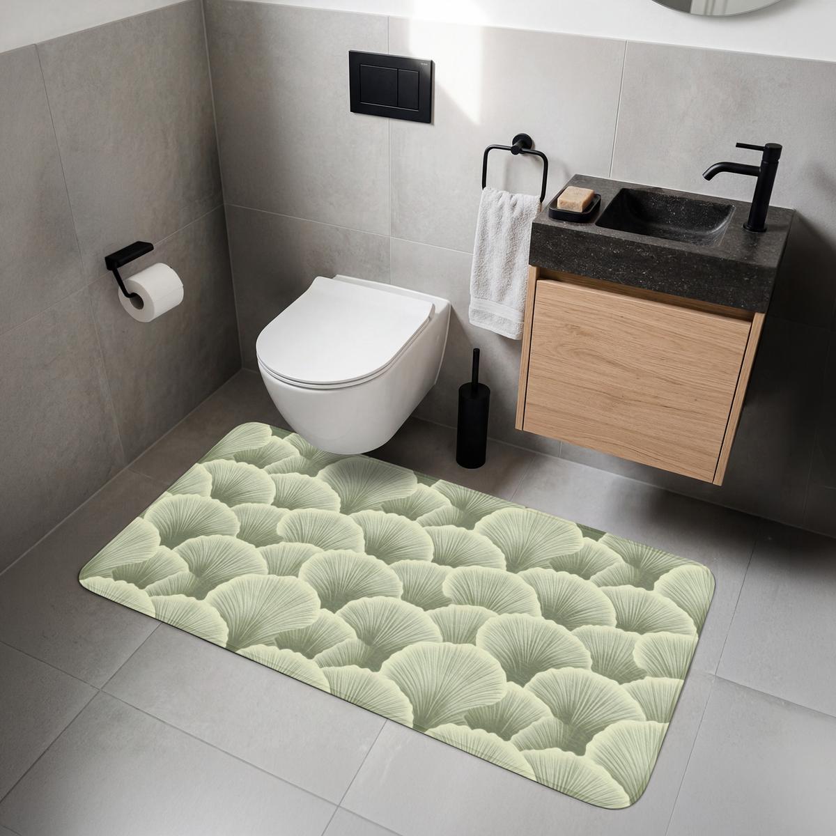 WC-VORLEGER Fächer - Blatt - Grün WC Teppich 120x60 cm - Pastellgrün, Textil (120/1cm) - OnlyWow
