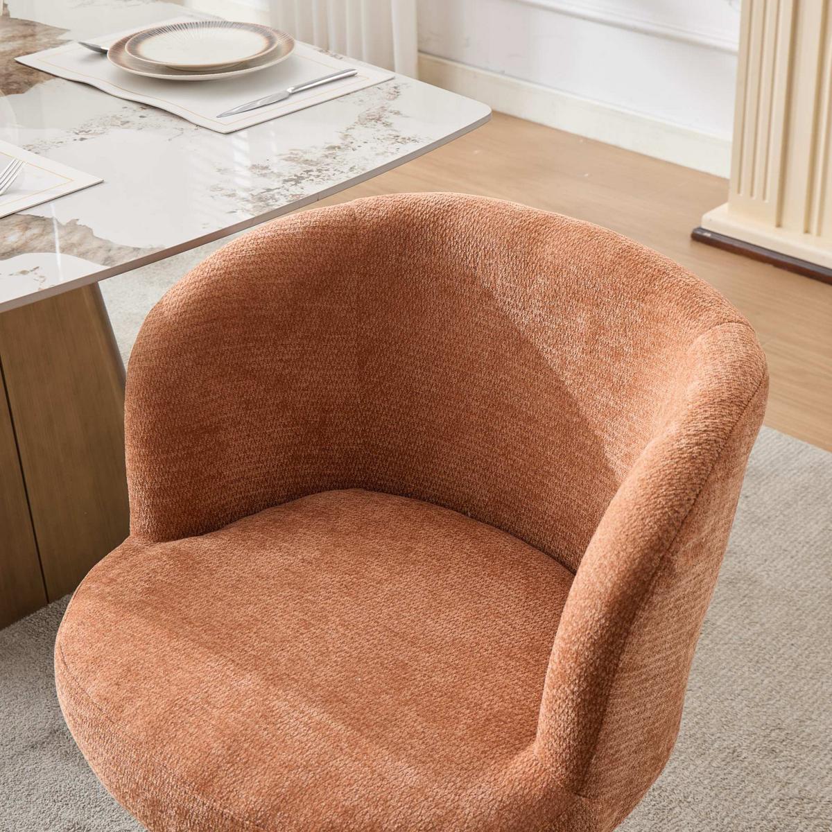 DREHSTUHL Höhenverstellbar 360° Barhocker Chenille - Orange, Textil (57.5/92.5/60cm) - Urban Meuble