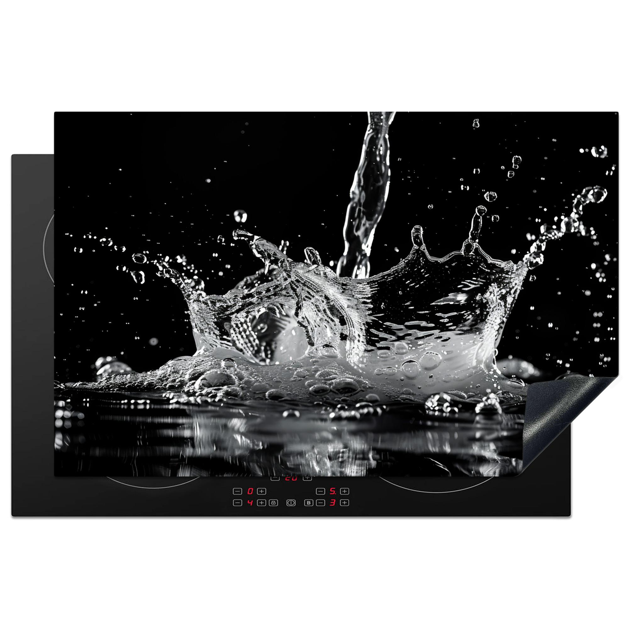 HERDABDECKPLATTE Wasser - Spritzwasser - Schwarz Induktionsschutz 81.6x52.7 cm - Schwarz, Kunststoff (81.6/52.7/0.2cm) - MuchoWow