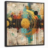 LEINWAND Bilder mit Rahmen - Abstrakt - Kunst - Gold - Modern - 50x50 - Multicolor, Textil (50/50cm) - MuchoWow