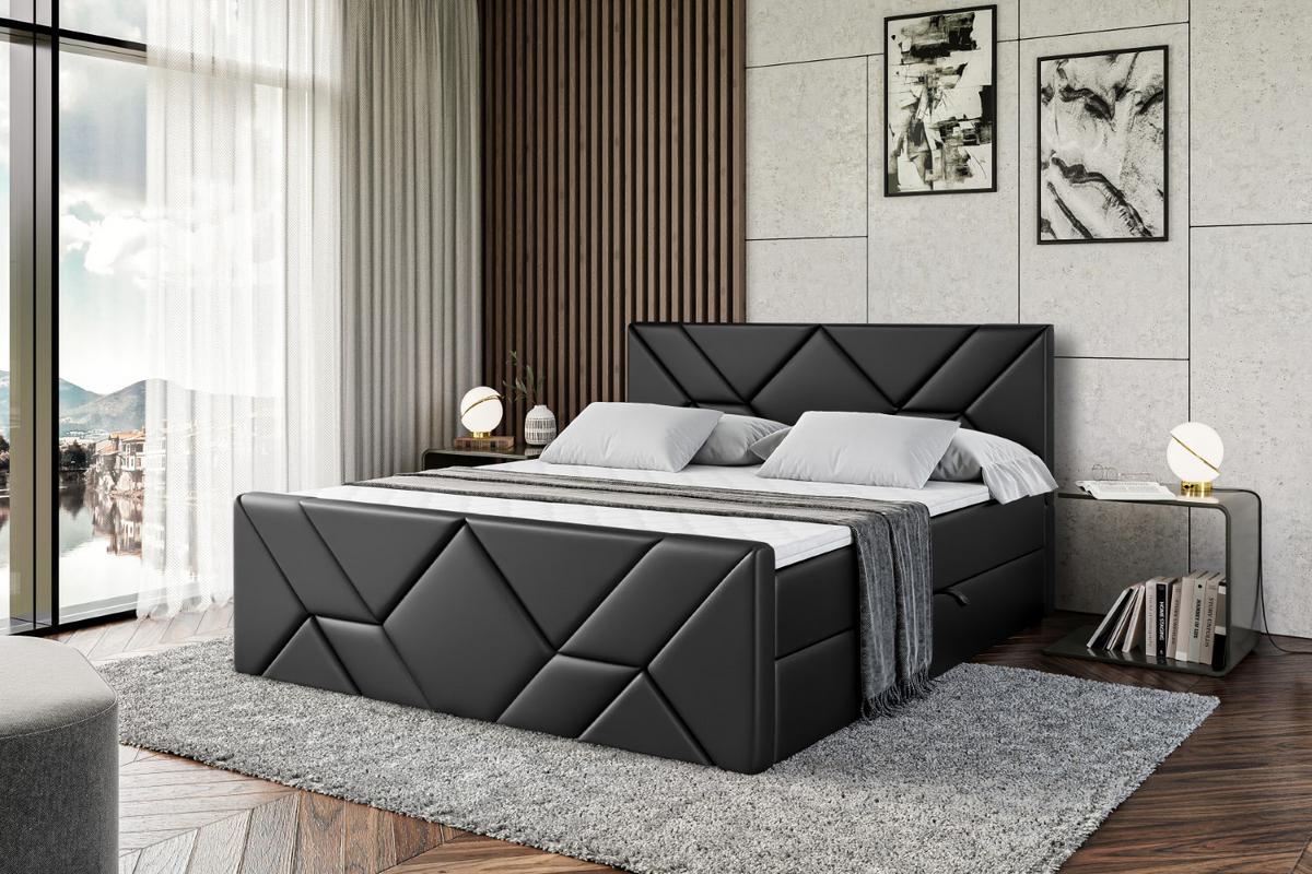 BOXBETT BARWA-Z - 140x200 cm - H4 - Schwarz Hochglanz - Schwarz Hochglanz, Holzwerkstoff (140/200cm) - ALTDECOR