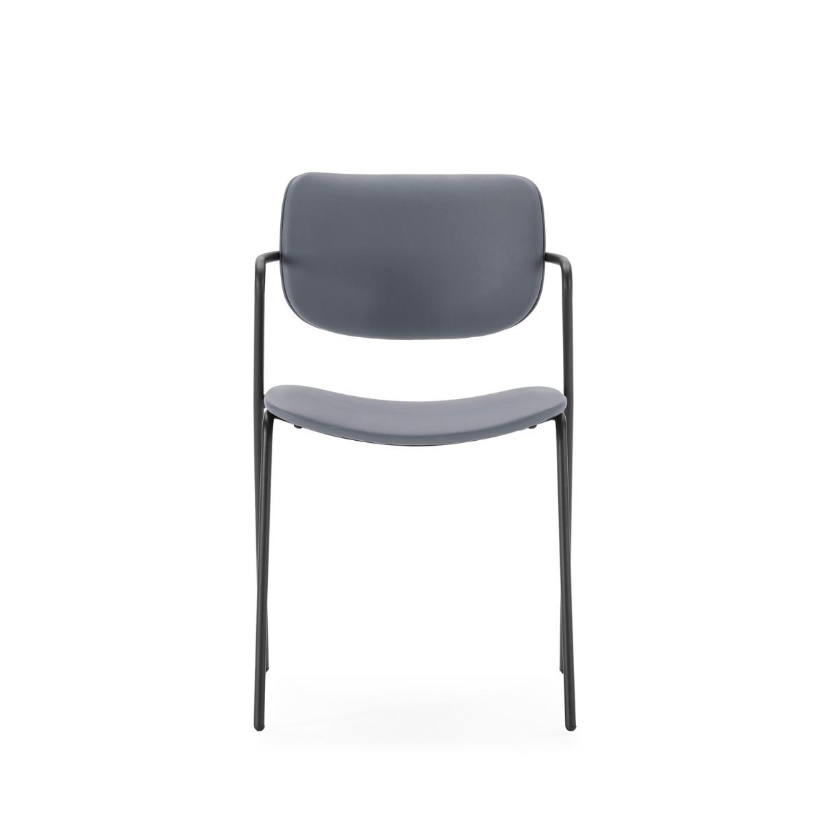STÜHLEN (Set aus 2) mit schwarzen metallbeinen - maika 49/55/48 cm - Dunkelgrau, Kunststoff (55/48/49cm) - Calicosy