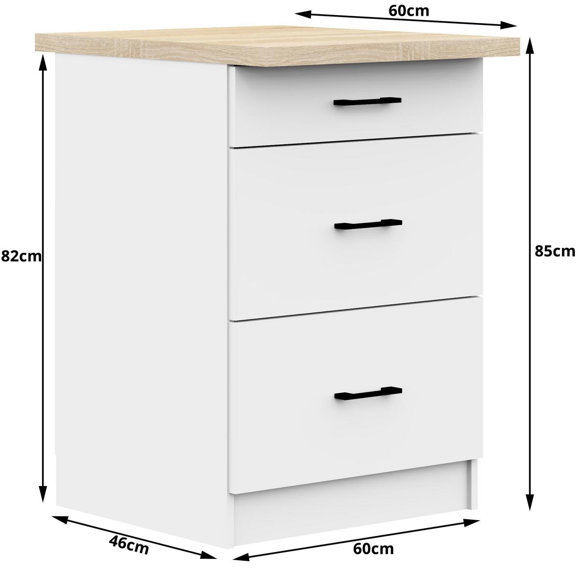 UNTERSCHRANK Weiß 85/60/46 - Schwarz/Weiß, Holzwerkstoff (60/85/46cm) - RAUMHIRSCH FURNITURE