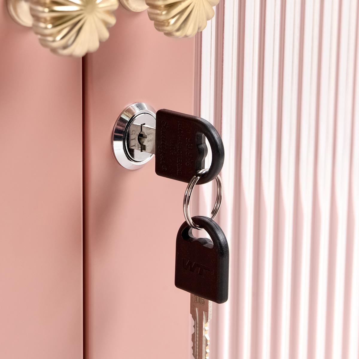 WANDSCHRANK 60 cm Metall Pfirsichrosa Harlyn - Pink, Metall (60/57/18cm) - Beliani
