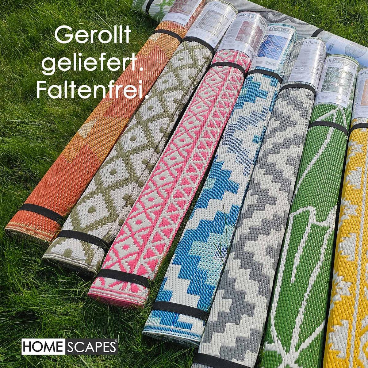 OUTDOORTEPPICH Ethno-Muster rund 180 cm - Schwarz, Kunststoff (180/180cm) - Homescapes