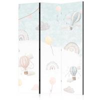 PARAVENT Akustik 3-tlg 135x172 cm Regenbogen Ballons Wolken - Multicolor, Holz/Textil (135/172/3cm) - Muralo