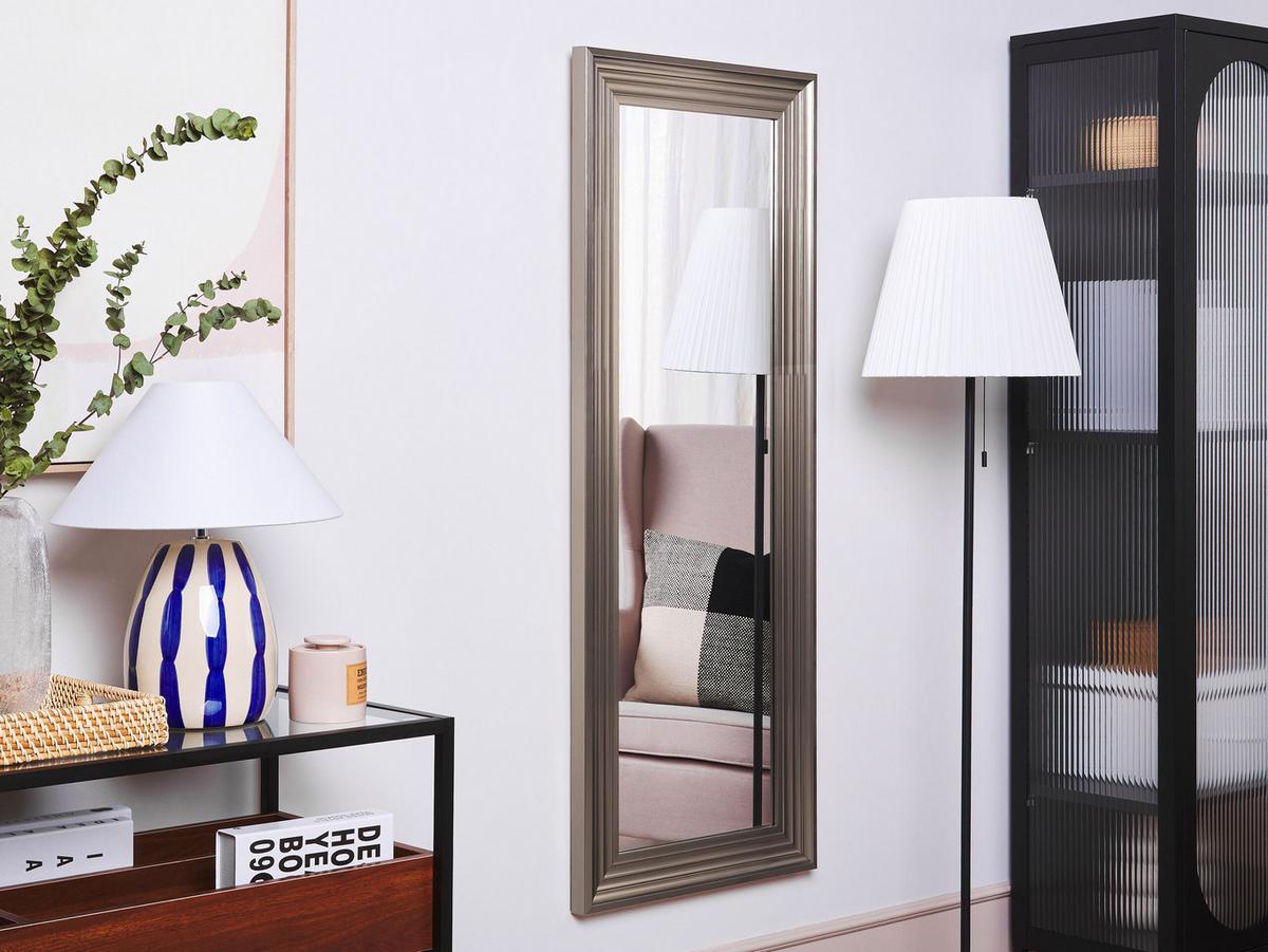 WANDSPIEGEL silber rechteckig 50/130 cm Chatain - Silberfarben, Kunststoff (50/130/3cm) - Beliani