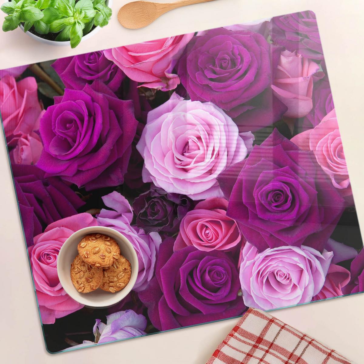 GLASPLATTE 60x52 cm Rosen - Pink, Glas (60/0.4/52cm) - TULUP