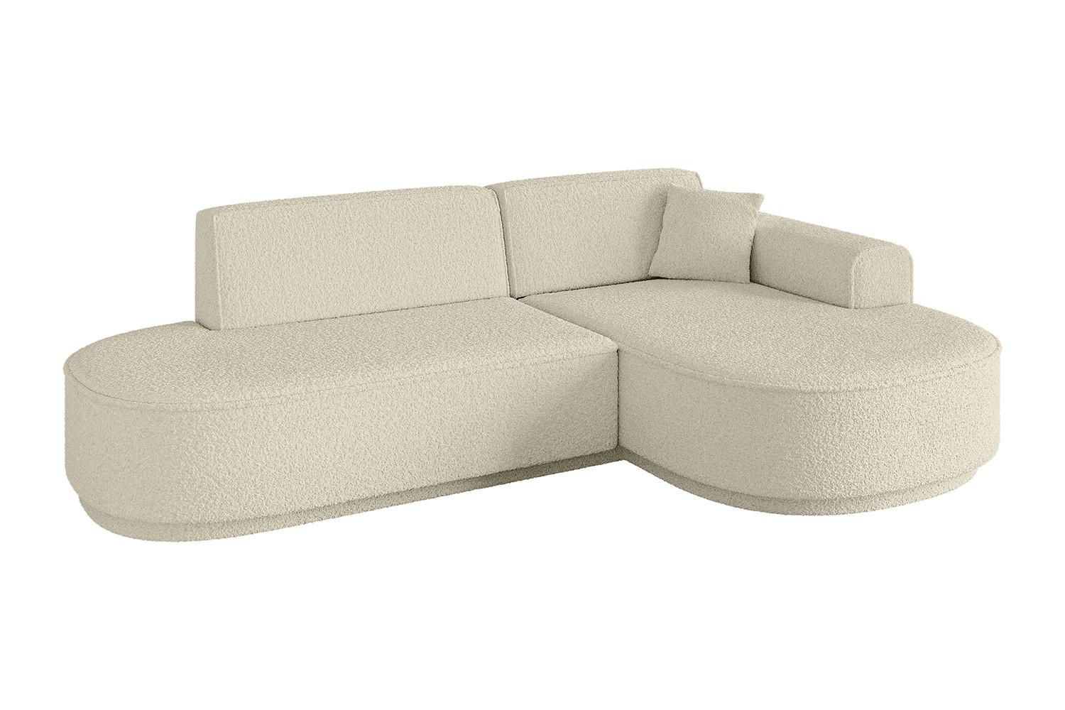 ECKSOFA Ottomane Rechts MARI-L1-v3 - 243x171x83 cm Beige Bouclé - Beige/Schwarz, Holzwerkstoff/Kunststoff (171/243cm) - ALTDECOR