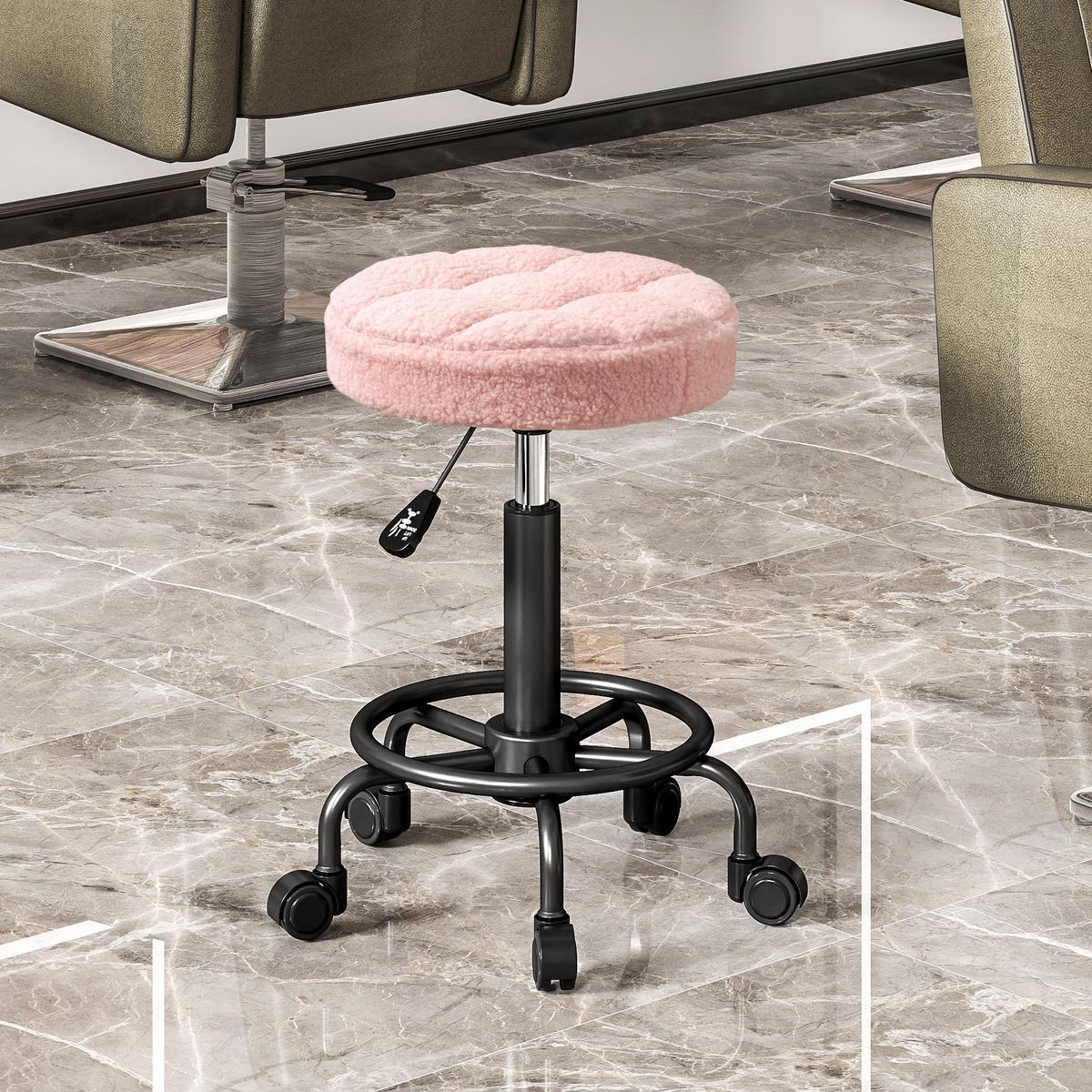 ROLLHOCKER Polyester Metall Rosa - Rosa, Kunststoff (50/66/50cm) - HOMCOM