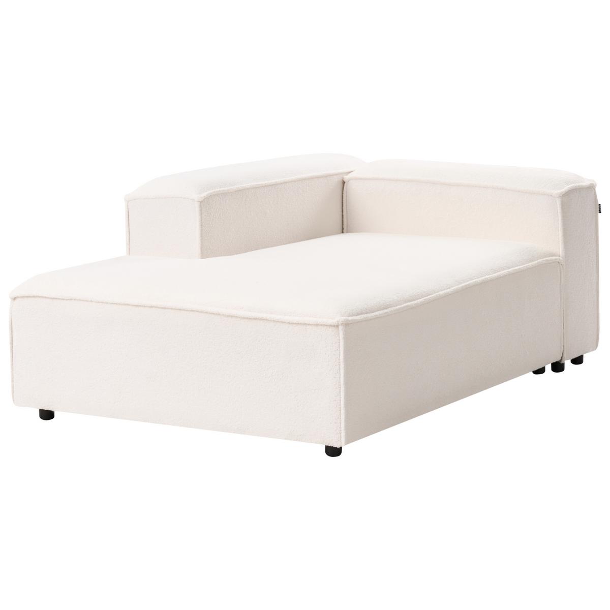ECKSOFA Modul 2-Sitzer mit Ottomane Bouclé Cremeweiß rechtsseitig Ardal - Creme, Textil (240/180cm) - Beliani