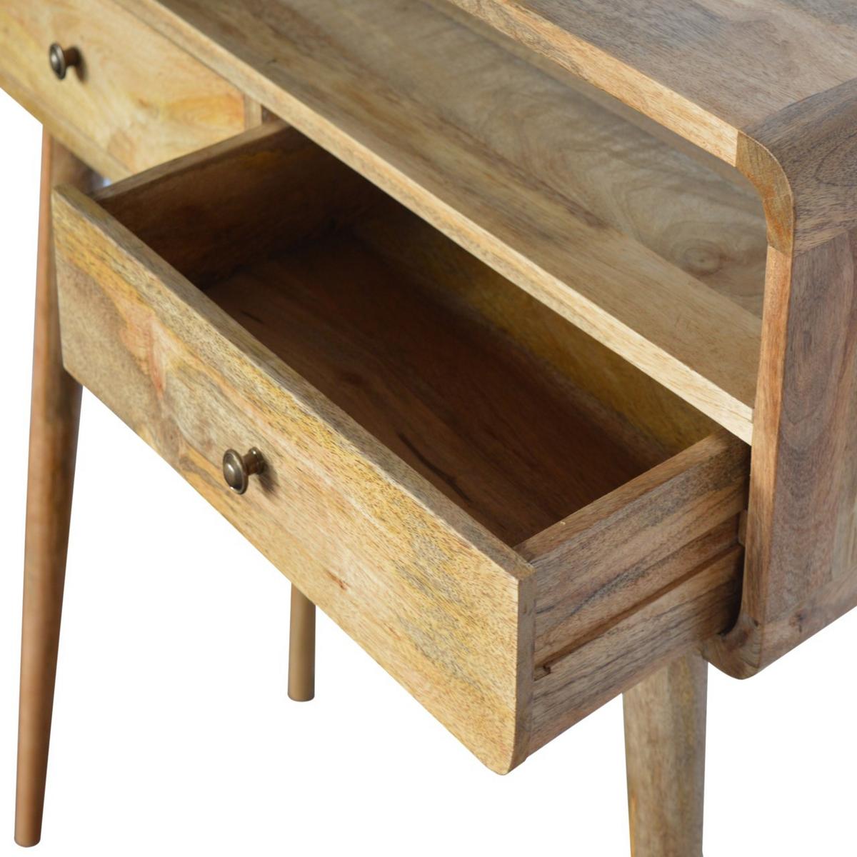 KONSOLE-TISCH in Eichen-Finish, 2 Schublades, 1 Offenes Fach, Beige - Messingfarben/Braun, Holz/Metall (35/90/90cm) - Artisan Furniture