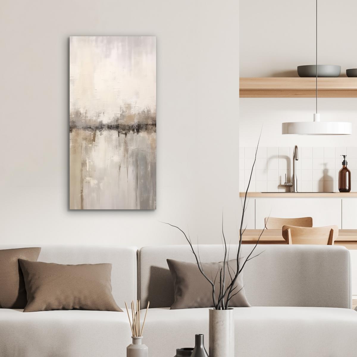 METALLBILD Moderne Kunst - Abstrakt - Beige 40x80 cm - Beige, Metall (40/80cm) - MuchoWow