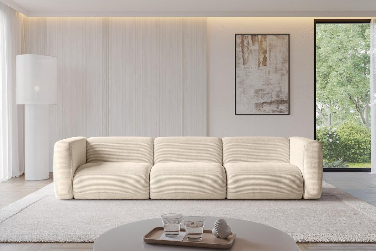 MODULARES Sofa 3-SITZER MIRA-S2 319x89x70 Beige cm Cord - Sandfarben/Beige, Holzwerkstoff/Kunststoff (319/70/89cm) - ALTDECOR