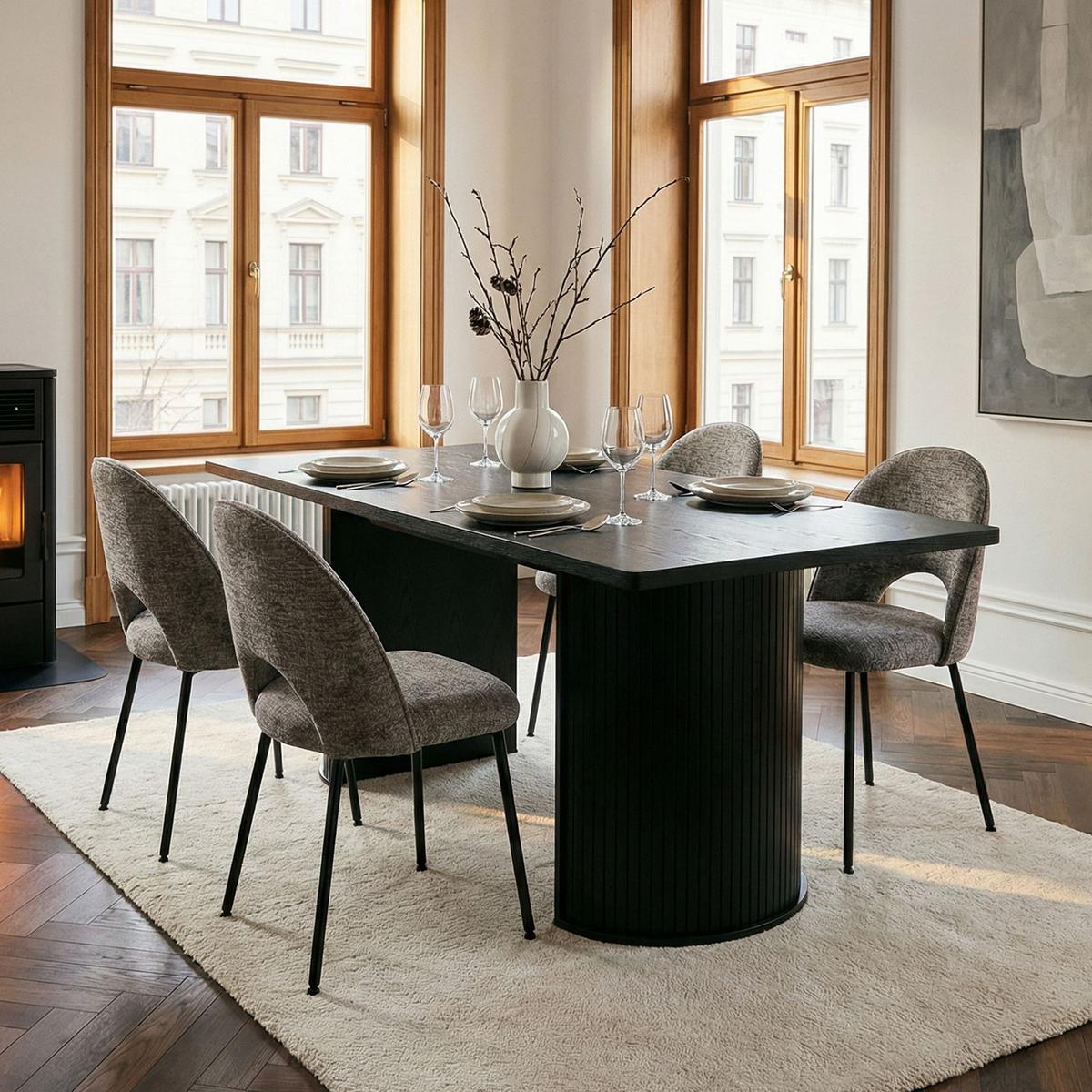 ESSZIMMERSET GUARDA - Schwarz, Holzwerkstoff/Metall (160/75/75cm) - IDIMEX
