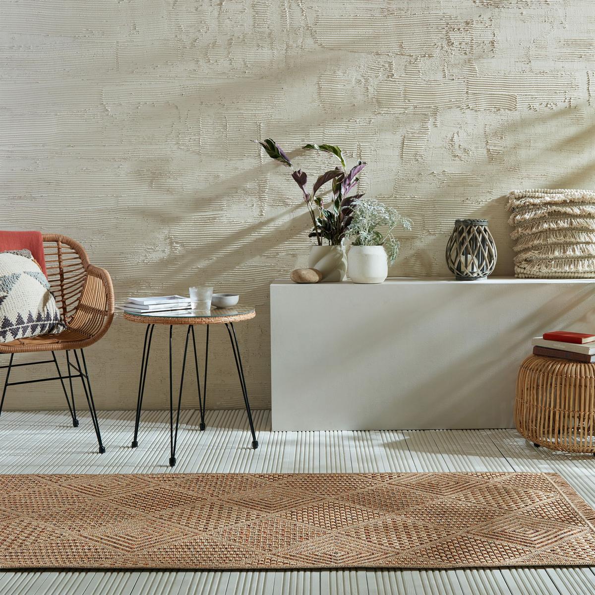 OUTDOORTEPPICH Waschbar CLYST, mit Rautenmuster, Natur-Terrakotta, 80 x 230 cm - Braun, Textil (80/230cm) - KADIMA DESIGN