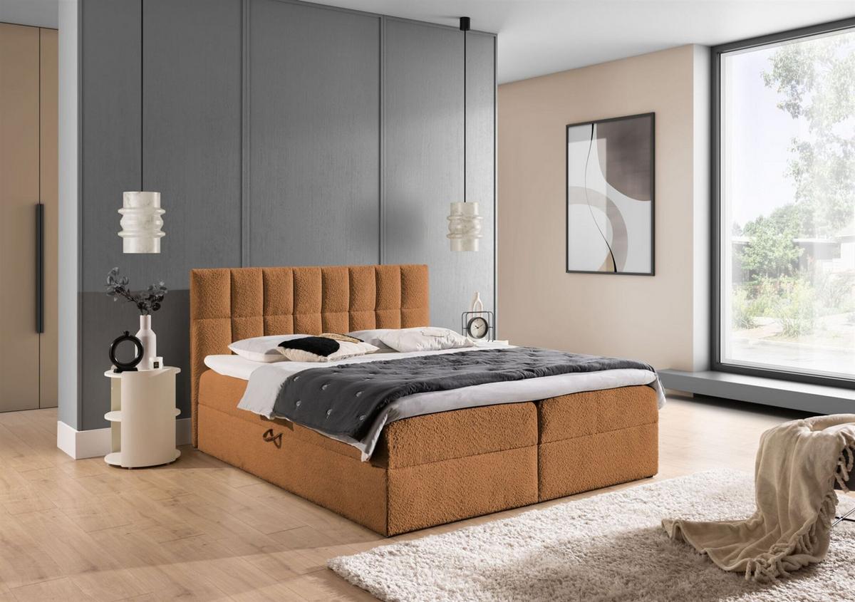 BOXBETT Dominga - Braun, Holzwerkstoff/Textil (200/200cm) - Fun Möbel