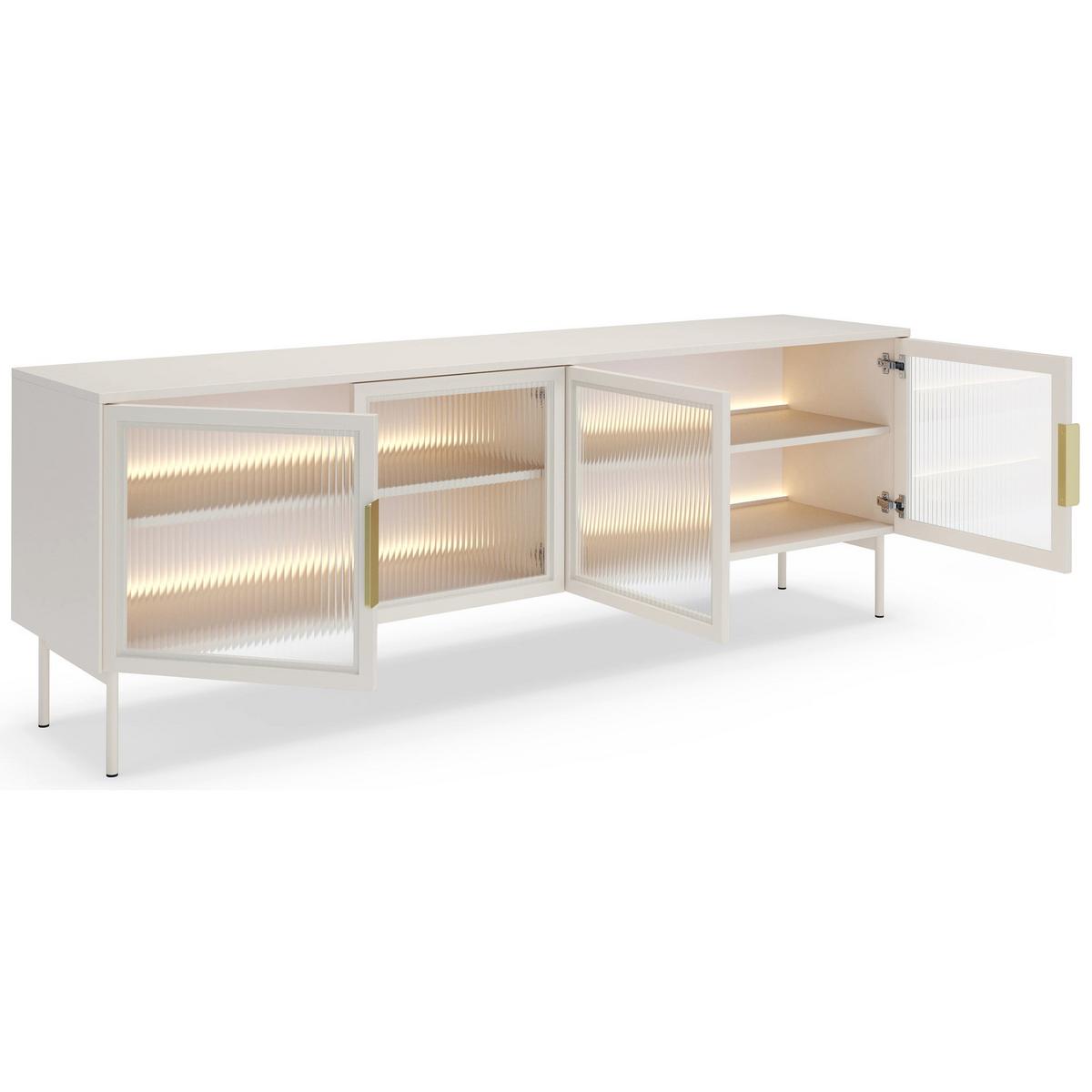 TV-LOWBOARD Lumi 4-türig 181 cm - Taupe/Goldfarben, Holzwerkstoff/Metall (181.3/61.6/39.3cm) - Selsey