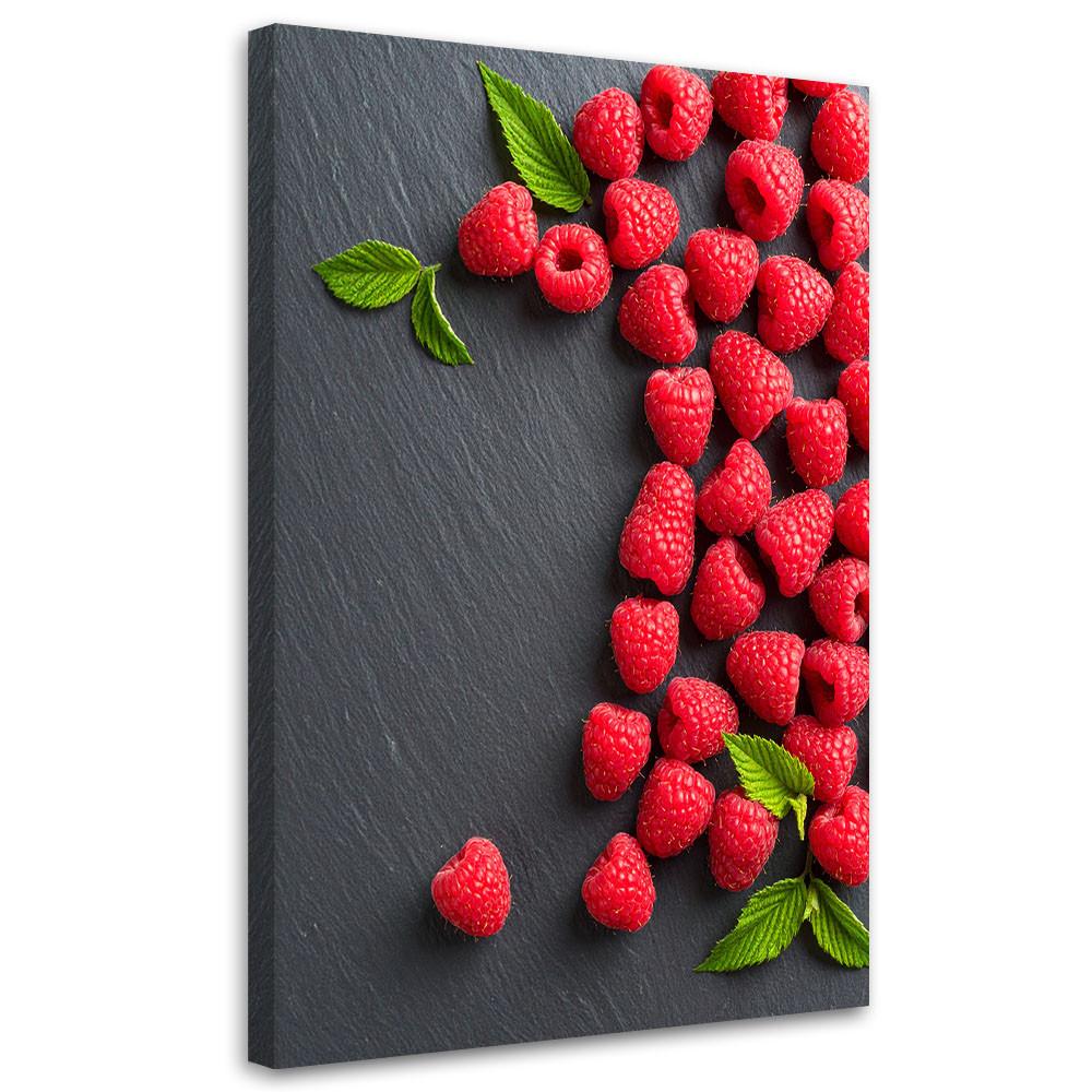 LEINWANDBILD Himbeeren 80x120cm - Rot, Textil (80/120cm) - Feeby