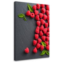 LEINWANDBILD Himbeeren 80x120cm - Rot, Textil (80/120cm) - Feeby