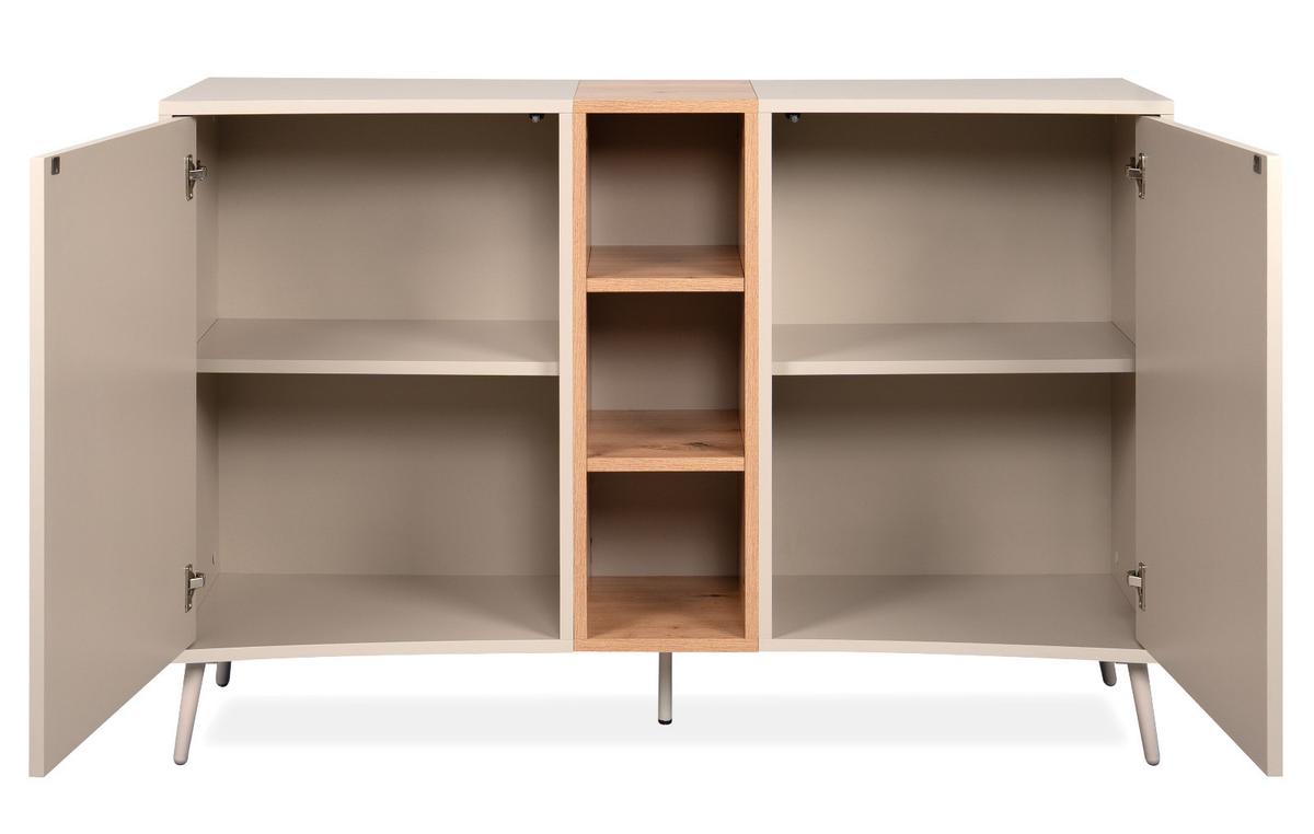SIDEBOARD Kaschmir, Eiche Artisan 135 cm, Kommode mit Push-to-Open - Kaschmir/Eiche Artisan, Holzwerkstoff (135/90/37.5cm) - Furn.Design