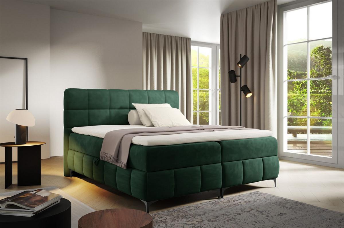 BOXBETT Sophie In Salvador - Dunkelgrün, Holzwerkstoff/Textil (200/200cm) - Fun Möbel