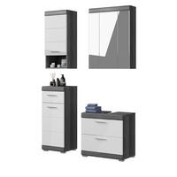 BADMÖBEL-SET weiß Hochglanz, grau 4-teilig 112 cm, Komplettset mit 14 Fächern - Weiß Hochglanz/Grau, Holzwerkstoff (112/191/34cm) - Inn.Furn