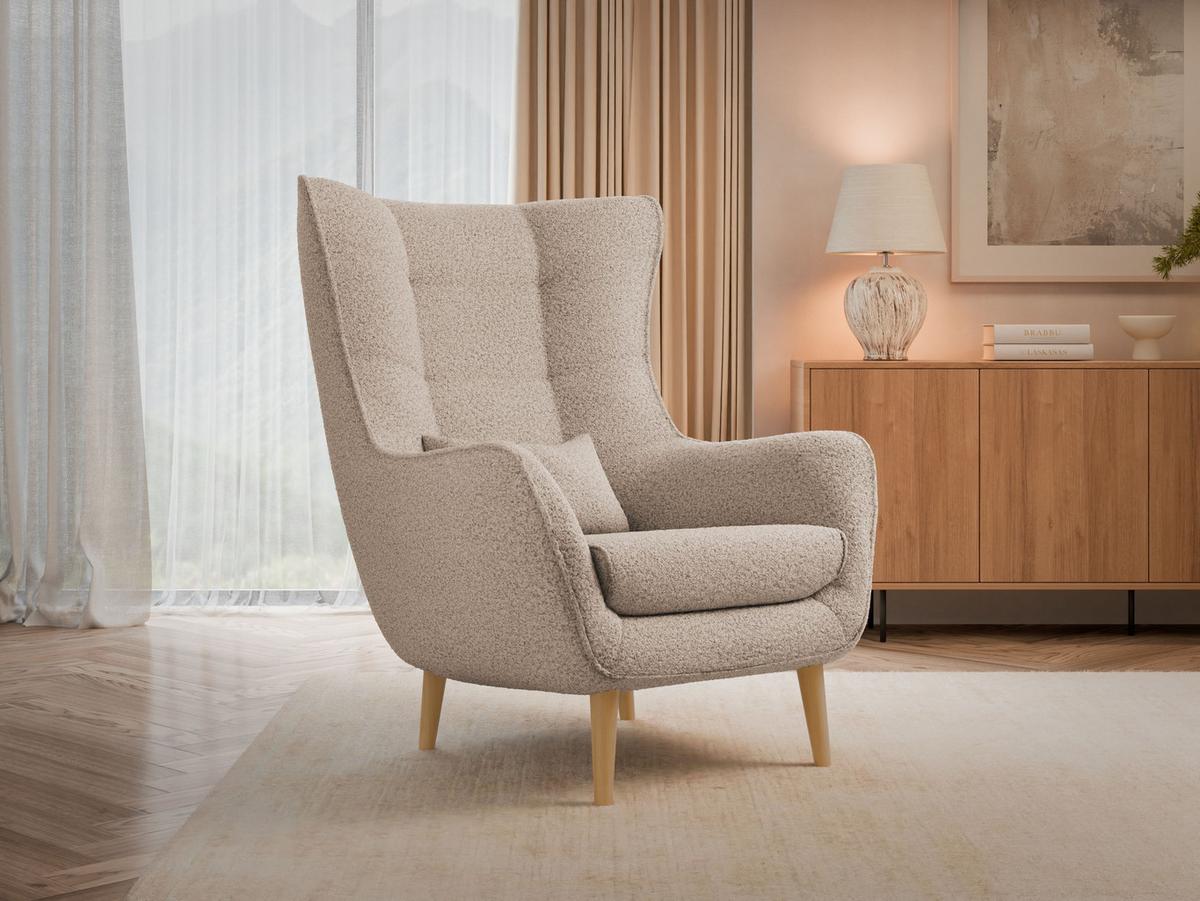 SESSEL Estjano Boucle - Beige, Holz/Textil (80/106/95cm) - MIRJAN24