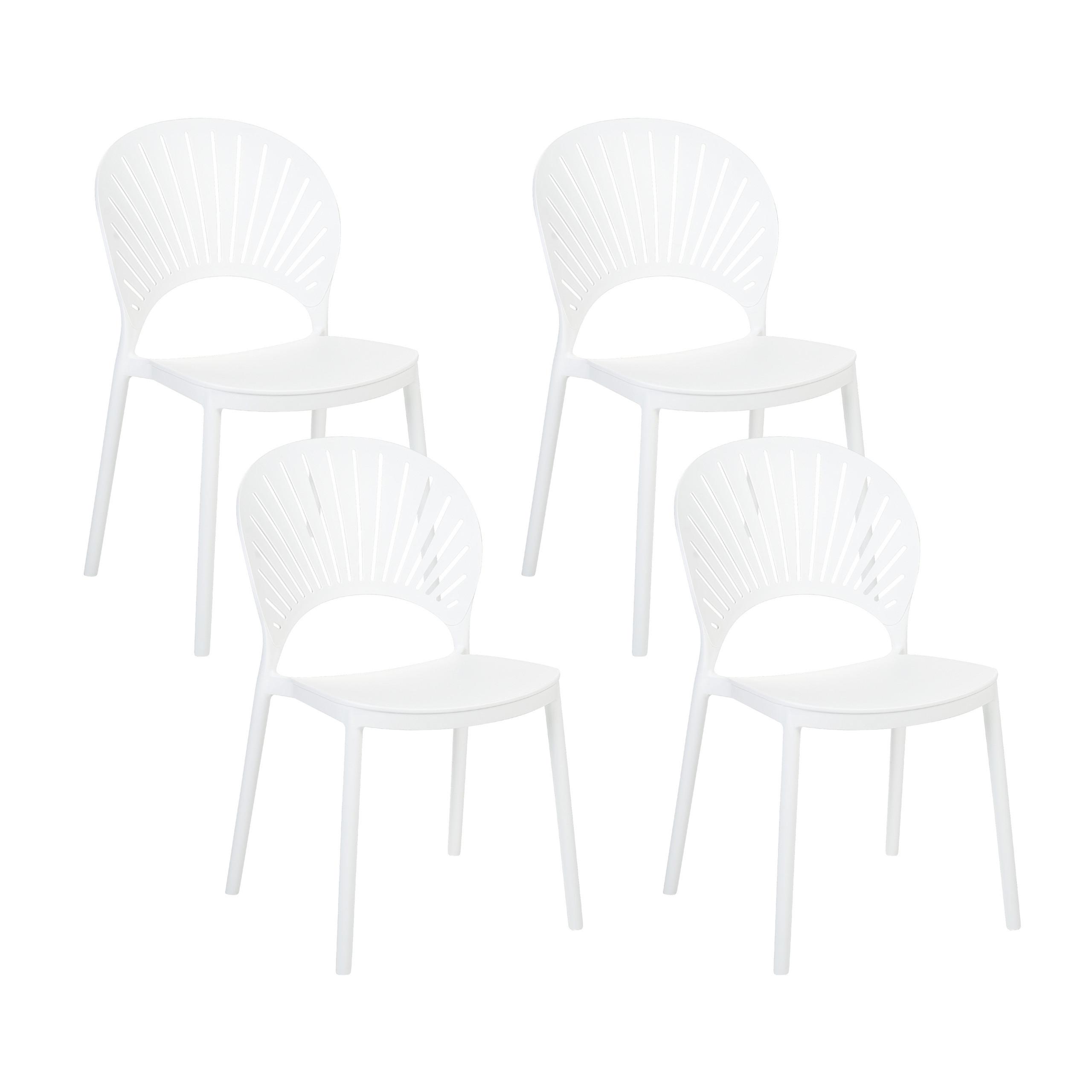 GARTENSTÜHLE 4er-Set Kunststoff weiß Ostia - Weiß, Kunststoff (46/83/51cm) - Beliani