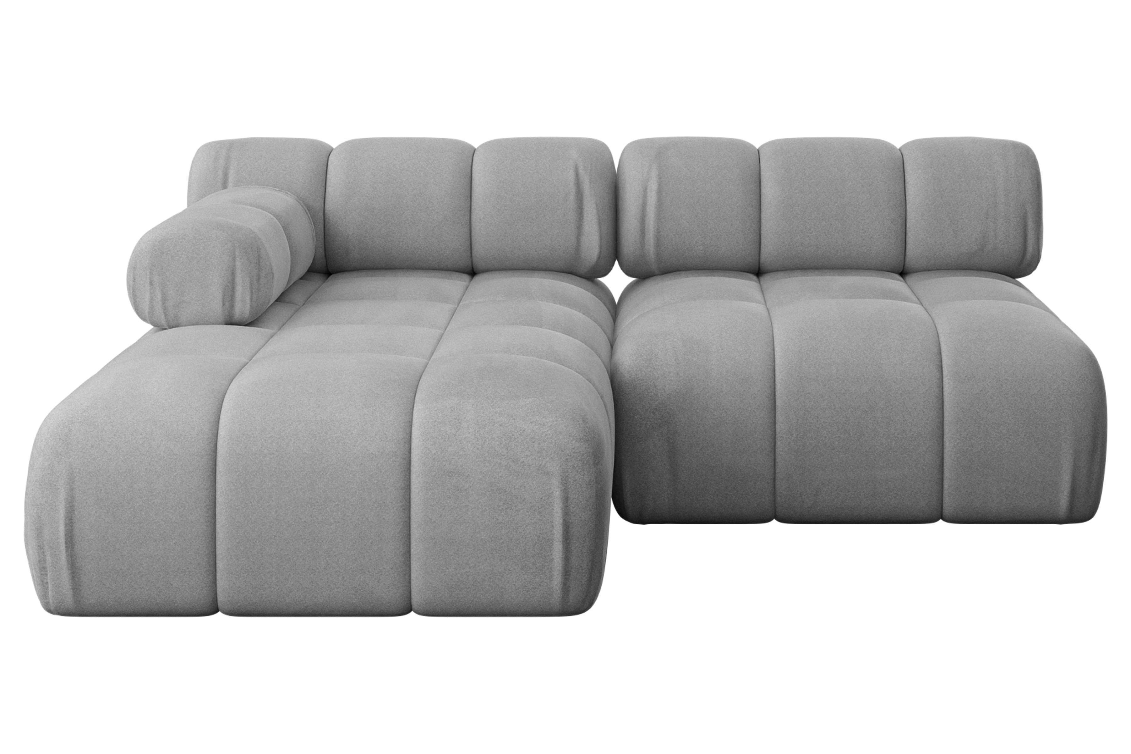 ECKSOFA modulares Sofa Razon-L1 - 190x160x70 cm Hellgrau Velours - Hellgrau, Holzwerkstoff/Textil (190/160cm) - ALTDECOR