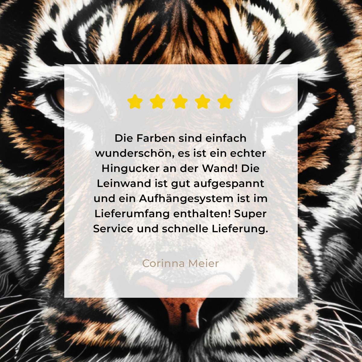 LEINWANDBILD Tiger - Tiere - Porträt - Luxus - Schwarz Groß 140x90 cm - Anthrazit, Textil (140/90cm) - MuchoWow