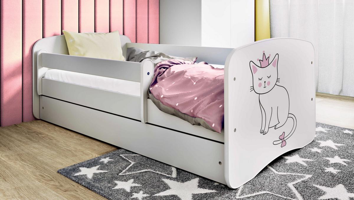 KINDERBETT Katze mit Schublade 140/70 80/61/144 - Weiß, Holzwerkstoff (70/140cm) - RAUMHIRSCH FURNITURE