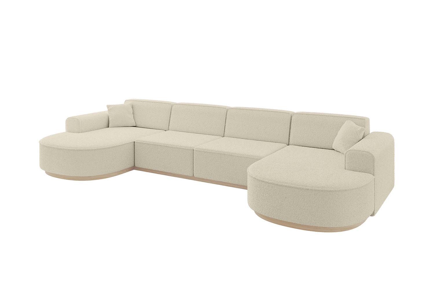 WOHNLANDSCHAFT MARI-U2-v1 - 388x171x83 cm Beige Bouclé - Beige, Holzwerkstoff/Textil (388/83/171cm) - ALTDECOR